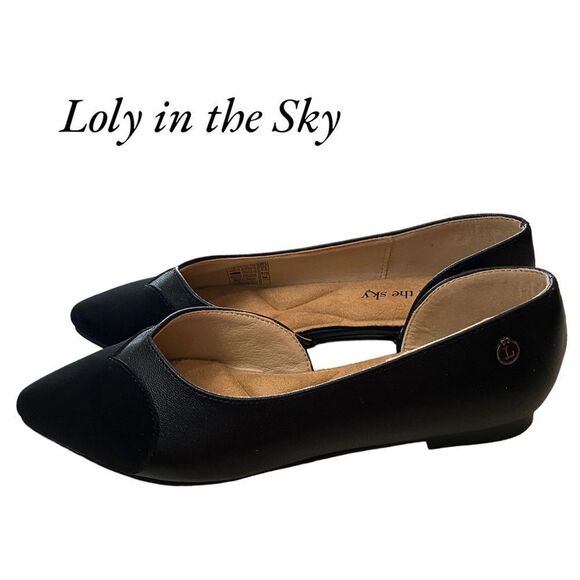LOLY IN THE SKY Josela Black Women's Flats NEW 6.5 - Picture 1 of 6